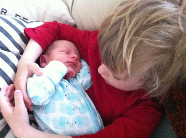 b with his new baby brother