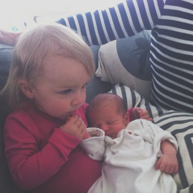 Baby Girl with her new baby brother