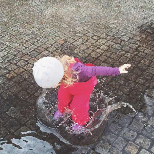 Splashing in puddles